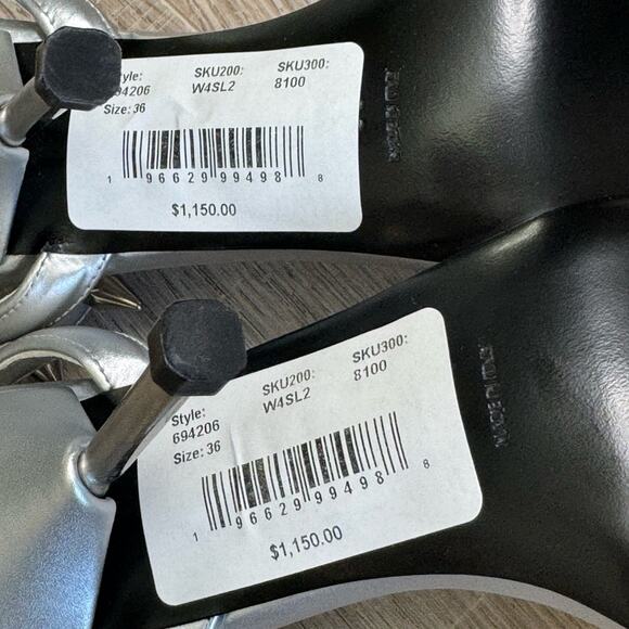 NIB ALEXANDER MCQUEEN Women’s Silver Punk Stud Metallic Ankle-Strap Sandals - Picture 7 of 15